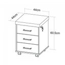 Ver imagem 5 de Conjunto Home Office 2 Peças 1 Mesa Tamburato em L 1 Gaveteiro 3 Gavetas com Chave e Rodízios