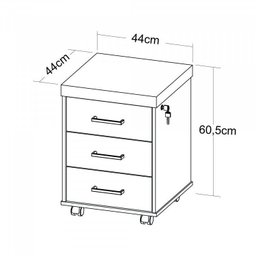 Conjunto Home Office 2 Peças 1 Mesa Tamburato em L 1 Gaveteiro 3 Gavetas com Chave e Rodízios  - 5