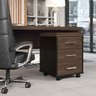 Conjunto Home Office 2 Peças 1 Mesa Tamburato em L 1 Gaveteiro 3 Gavetas com Chave e Rodízios  - 12