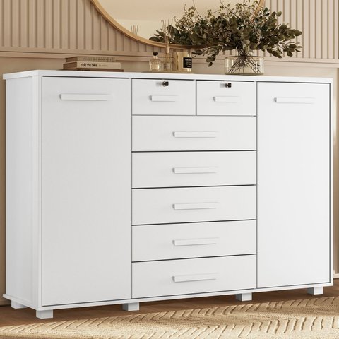 Cômoda 2 Portas 7 Gavetas Fontana Albatroz Branco
