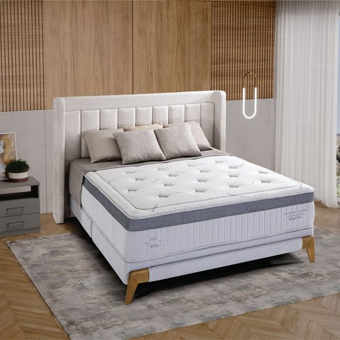 Base Box King Cairo Herval 15x193x203cm Herval Cinza