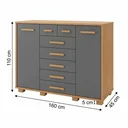 Ver imagem 4 de Cômoda 7 Gavetas 2 Portas Fontana Cinza Freijó Titanium