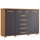 Ver imagem 3 de Cômoda 2 Portas 7 Gavetas Fontana Albatroz Cinza/Freijó/Titanium