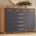Ver imagem 1 de Cômoda 2 Portas 7 Gavetas Fontana Albatroz Cinza/Freijó/Titanium