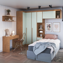 Ver imagem 1 de Guarda-Roupa Solteiro Modulado 6 Peças Infinity Verde/Cedro/Pistache