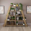 Ver imagem 1 de Kit 2 Estantes Escada Multiuso para Livros 5 Prateleiras 134CMX164CM Marrom Artany
