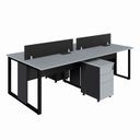 Ver imagem 2 de Mesa Dupla 2,40m P/ 4 Pessoas C/ 2 Gav. e Divisória Cs Pr F5 Cor:cinza Sagrado com Preto