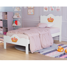 Cama de Solteiro Feminina Nina 100% MDF Padrão Meninas:‎ Branco - 2