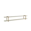 Ver imagem 4 de Rack com Prateleira Suspensa 240cm e Painel Ripado 100% Mdf Cor:luna com Dourado