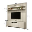 Ver imagem 2 de Rack com Prateleira Suspensa 240cm e Painel Ripado 100% Mdf Cor:luna com Dourado