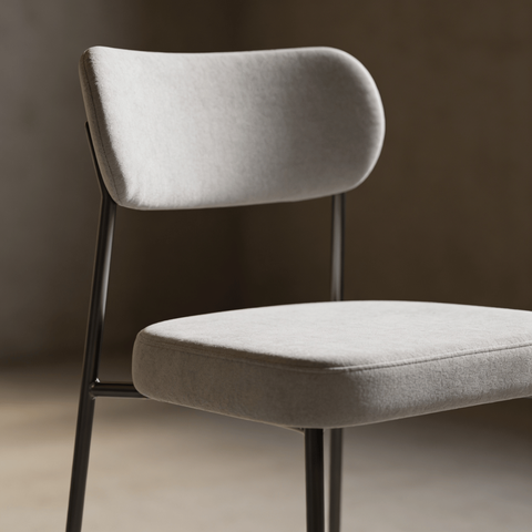 Cadeira De Jantar Sienna Aço Carbono Pintura Epóxi Design Industrial Luxo Sala Estar Gourmet:Boucle 