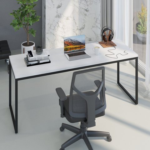 Escrivaninha Studio e 180 cm Yescasa Branco/Chess/Preto