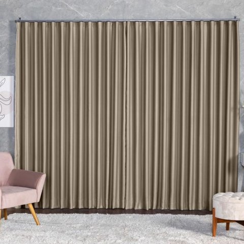 Cortina Blackout Tecido 3.00m X 2.70m para Trilho Suíço Sala Quarto:palha