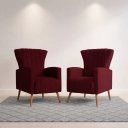 Ver imagem 1 de Kit 2 Poltronas Estofada Melinda Sala Recepção Suede:Bordô/Liso