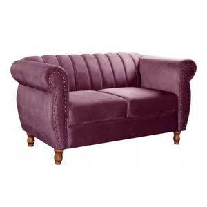 Sofá Chesterfield 2 Lugares Realeza Vintage Retrô Veludo Roxo