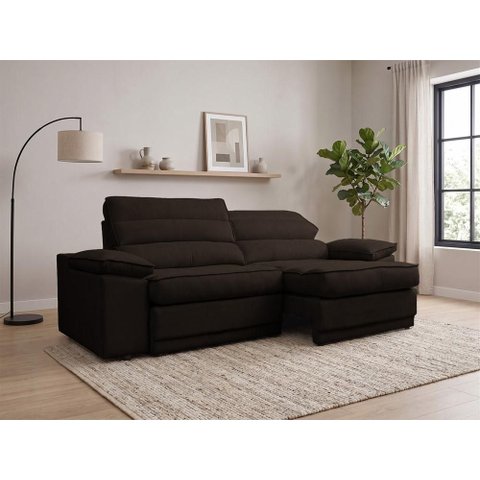 Sofá Niko 2,30m com Molas Retrátil Reclinável Velosuede - Netsofas - Marrom