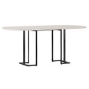 Ver imagem 5 de Mesa de Jantar 6 Lugares Retangular Orgânico com Vidro 180cm Pés Industrial Alina N01 Off White Pret
