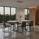 Ver imagem 2 de Mesa de Jantar 6 Lugares Retangular Orgânico com Vidro 180cm Pés Industrial Alina N01 Off White Pret
