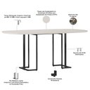Ver imagem 3 de Mesa de Jantar 6 Lugares Retangular Orgânico com Vidro 180cm Pés Industrial Alina N01 Off White Pret