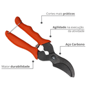 Ver imagem 2 de Tesoura de Poda Pro Aço Carbono Cor Laranja Durín