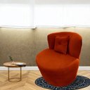 Ver imagem 2 de Poltrona Decorativa Orgânica Sala Recepção Suede Terracota + Almofada