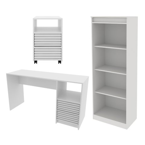 Conjunto para Escritório 3 Peças Branco Tecnomobili