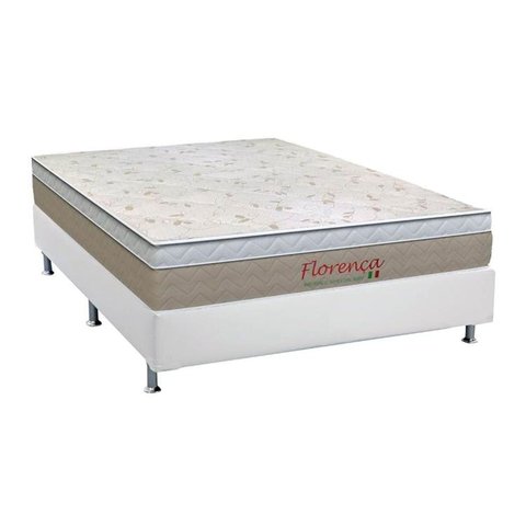 Cama Box Casal: Colchão Molas Orthoflex Bonnel Florença + Base CRC Courano White(138x188)