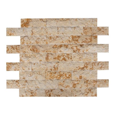 Revestimento Pedra Natural - Travertino Cairo Rústico 10x30cm - Importado - Rockface Bege