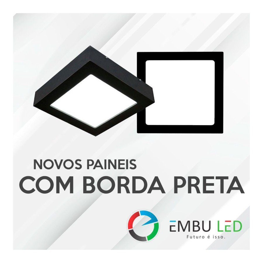 Luminária Painel Plafon Led 36w Preto Quadrado Sobrepor 40x40 Branco Neutro 4000k Bivolt Lumanti - 4