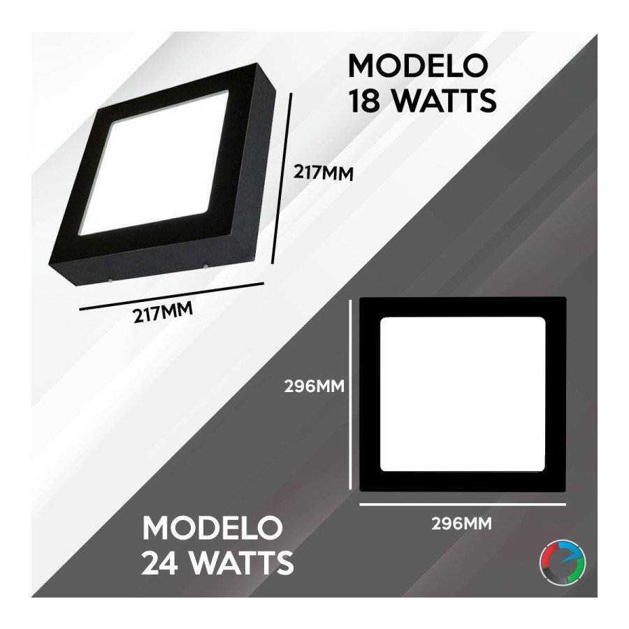 Luminária Painel Plafon Led 36w Preto Quadrado Sobrepor 40x40 Branco Neutro 4000k Bivolt Lumanti - 3