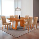Ver imagem 1 de Mesa de Jantar Carolina 180cm Tampo MDF Laminado Detalhe Base Off White Canto Copo com 4 Cadeiras Li