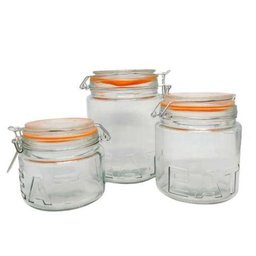 Jogo 3 Potes de Vidro Porta Mantimentos Hermético - Casa Ambiente - 1