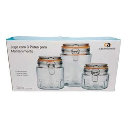 Jogo 3 Potes de Vidro Porta Mantimentos Hermético - Casa Ambiente - 2
