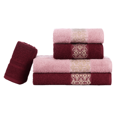Jogo de Toalha de Banho 5 Peças Sonhare Malbec e Rosa