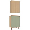 Ver imagem 1 de Kit Armário Aéreo e Balcão Lótus 60cm 2 Portas MDF Porta de Bater Luciane Móveis