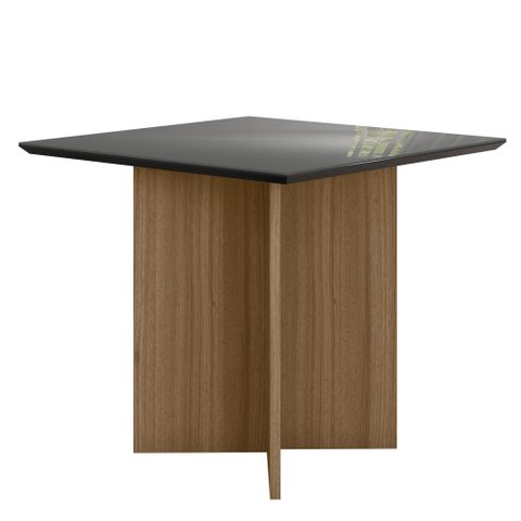Mesa de Jantar Quadrada de Vidro 4 Lugares 90cm sem Cadeiras Helô Poliman Móveis Carvalho/Preto
