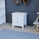 Ver imagem 1 de Mesa de Cabeceira 2 Gavetas em Madeira Maciça Alba Branco