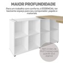 Ver mais imagens de Escrivaninha Mesa Escritório Diretor em L com Nichos e Balcão Carvalho e Branco Artany