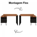 Ver imagem 7 de Conjunto Industrial 2 Peças com Escrivaninha 2 Gavetas e Estante Alta Freijó Preto