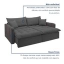Ver imagem 7 de Sofá Cama Retrátil e Reclinável 3 Lugares Veludo Cinza Michigan 220cm Yescasa