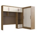 Ver imagem 2 de Quarto Modulado Casal 2 Peças Guarda Roupa 2 Portas 2 Gavetas com Ponte Munique 
