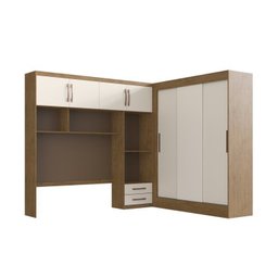 Quarto Modulado Casal 2 Peças Guarda Roupa 3 Portas 2 Gavetas com Ponte Munique Móveis Doripel - 2