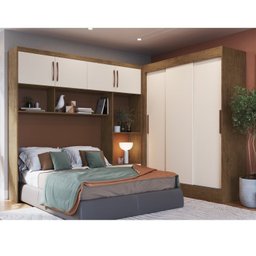 Quarto Modulado Casal 2 Peças Guarda Roupa 3 Portas 2 Gavetas com Ponte Munique Móveis Doripel - 1
