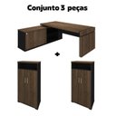 Ver imagem 2 de Kit 3 Peças 1 Mesa em L Diretoria Tampo Tamburato com 2 Armário Alto
