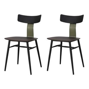 Kit 2 Cadeiras Analu Rivatti 42 Cm (largura) Assento e Encosto Pp Preto Detalhe em Pu Verde Base Aç