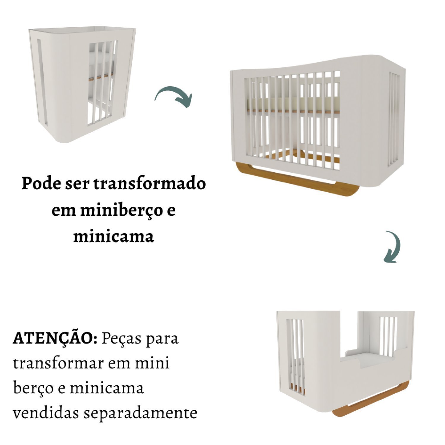 Berço Mini Cama em MDF com Grade Neo - 8