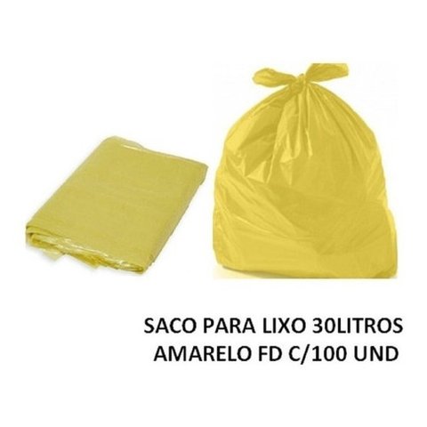 Saco de Lixo 30litros C/ 100 Un Amarelo Reforçado Cor:amarelo