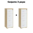 Ver imagem 2 de Kit 2 Gaveteiros para Pasta Suspensa 4 Gavetas com Chave Tampo em Tamburato Marrom/Carvalho/Branco Artany