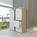 Ver imagem 1 de Kit 2 Gaveteiros para Pasta Suspensa 4 Gavetas com Chave Tampo em Tamburato Marrom/Carvalho/Branco Artany