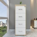 Ver imagem 4 de Kit 2 Gaveteiros para Pasta Suspensa 4 Gavetas com Chave Tampo em Tamburato Marrom/Carvalho/Branco Artany